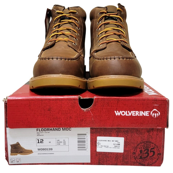 Wolverine Floorhand Moc Toe 6" Waterproof Work Boots Size US 12M Tan Leather IFW - Picture 5 of 5